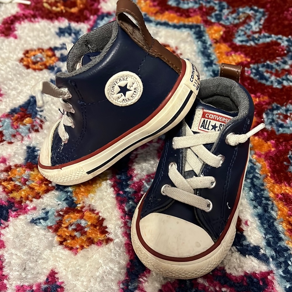 Navy Leather Converse